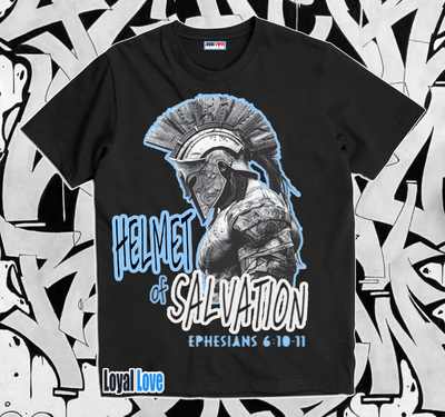 THE HELMET OF SALVATION T-SHIRT Isaiah 59:17 He put on righteousness as his breastplate, and the helmet of salvation on his head; he put on the garments of vengeance and wrapped himself in a cloak.