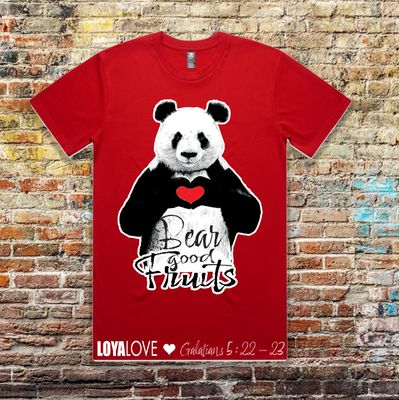 BEAR GOOD FRUIT  T-SHIRT  Galatians 5:22-23 "But the fruit of the Spirit is love, joy, peace, patience, kindness, goodness, faithfulness, gentleness, and self-control.