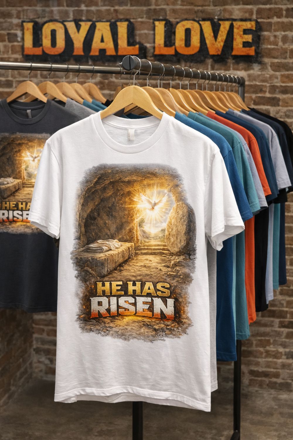 He Has Risen -Matthew 28:6, where an angel tells the women at Jesus' tomb, "He is not here: for he is risen, as he said. Come, see the place where the Lord lay".