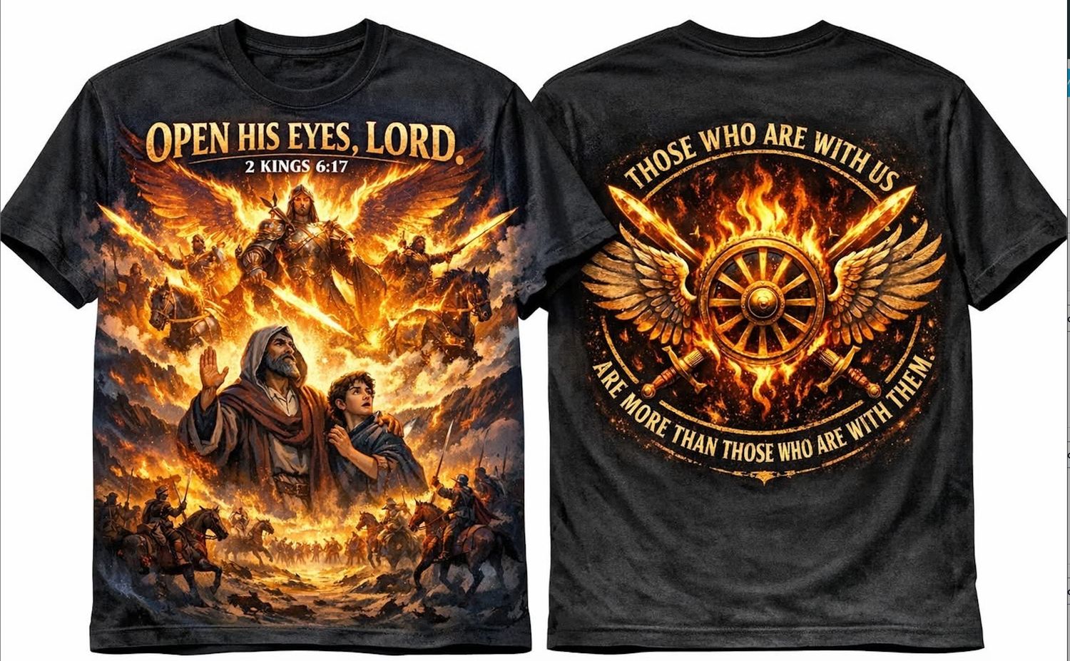 Open His Eyes 2 Kings 6:17, the prophet Elisha prays for God to open his servant’s eyes, revealing a spiritual army of horses and chariots of fire surrounding them, offering divine protection.