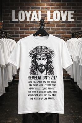Revelation 22:17  t-shirt  "The Spirit and the Bride say, “Come.” And let the one who hears say, “Come.” And let the one who is thirsty come; let the one who desires take the water of life."
