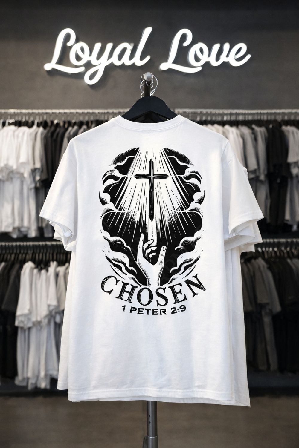 Chosen t-shirt 1 Peter 2:9 defines believers' identity as a "chosen people, a royal priesthood, a holy nation, God’s special possession".