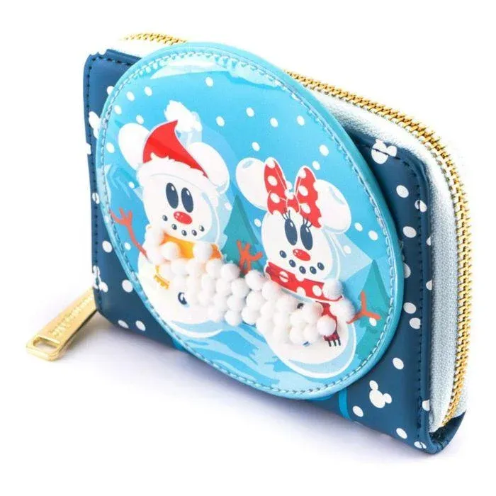 DISNEY - Snowman Mickey &amp; Minnie - Portefeuille LoungeFly &#39;20x10x2.5&#39;
