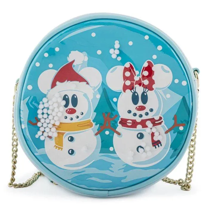 DISNEY - Snowman Mickey &amp; Minnie - Sac bandoulière LoungeFly &#39;18x18x5&#39;