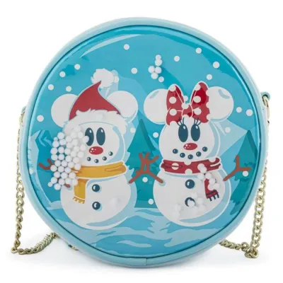 DISNEY - Snowman Mickey &amp; Minnie - Sac bandoulière LoungeFly &#39;18x18x5&#39;