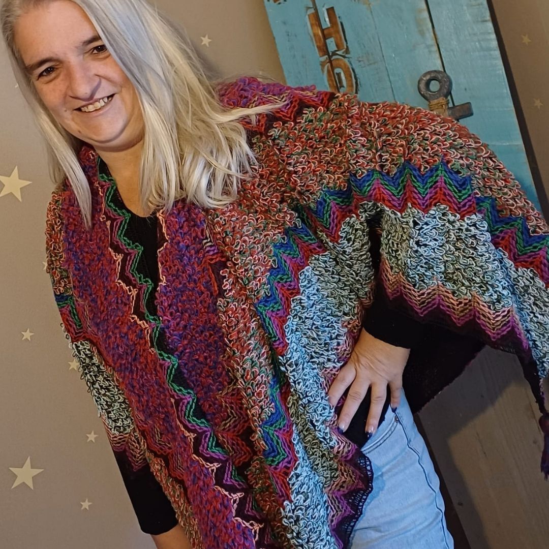 Poncho met wol en viscose