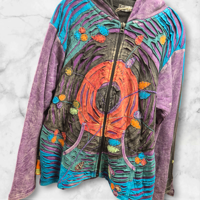 Hippie kleding jas met fleece