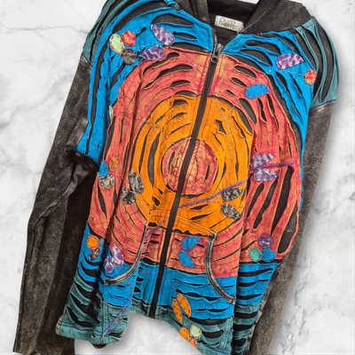 Nepal donkergrijs hippie fleece vest