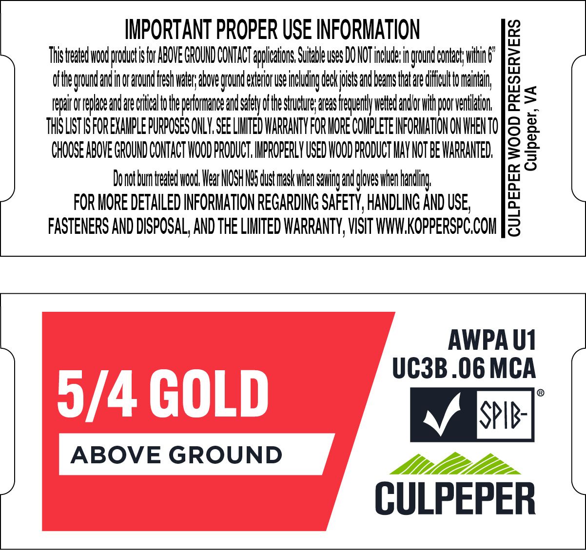 TAG #27 5/4 Gold MCA .06 Above Ground