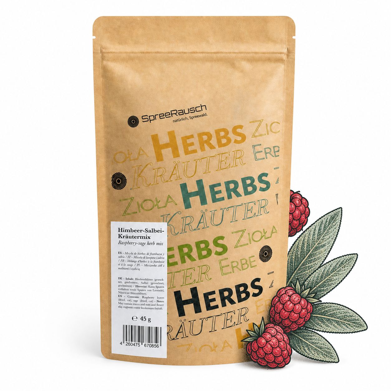 HIMBEER meets SALBEI, 45 g | Fruchtig-krautiger Kräuterblend