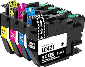 Compatible Brother LC 421 XL Multipack Black/Cyan/Magenta/Yellow Ink Cartridges
