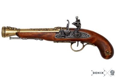 Piraat Flintlock Pistool (Linkshandig) - 18e Eeuw - Goud