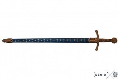 Middeleeuws Ridder Zwaard Fleur De Lys - Frankrijk - 14e Eeuw - 109 cm - Goud/Blauw