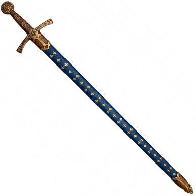 Middeleeuws Ridder Zwaard Fleur De Lys - Frankrijk - 14e Eeuw - 109 cm - Goud/Blauw