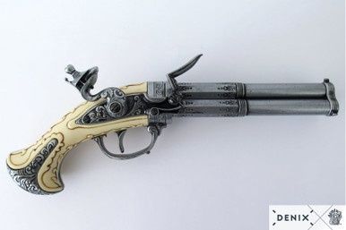 Flintlock Pistool met Roterende Drieloop - Frankrijk - 18e Eeuw - Ivoor