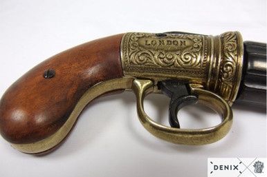 Pepperbox-Revolver met 6 Lopen - Engeland - 1840 - Goud