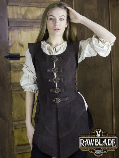 Julienne Leren Jerkin Lang - Bruin