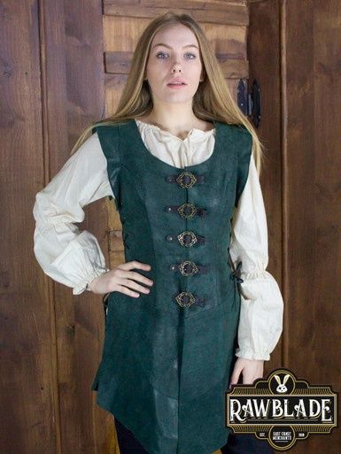 Julienne Leren Jerkin Lang - Groen