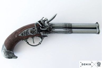 Adelaar Flintlock Pistool met Roterende Drieloop - Frankrijk - 18e Eeuw - Staal