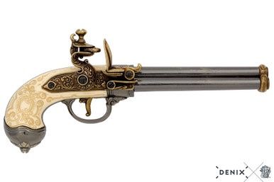 Lorenzoni Flintlock Pistool met Roterende Drieloop - Italië - 1680 - Ivoor/Goud