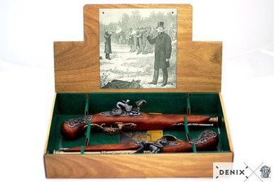 Set van 2 Duel Flintlock Pistolen - Engeland - 18e Eeuw - Goud