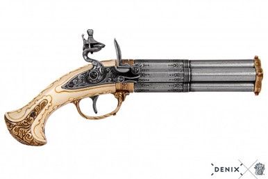 Flintlock Pistool met Roterende Vierloop - Frankrijk - 18e Eeuw - Ivoor