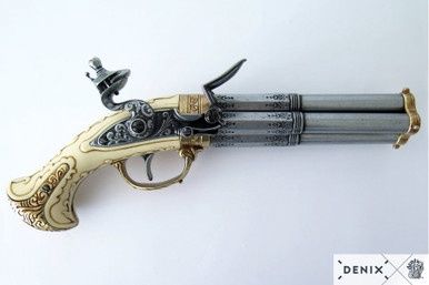 Flintlock Pistool met Roterende Vierloop - Frankrijk - 18e Eeuw - Ivoor