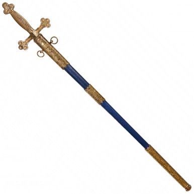 Vrijmetselarij Zwaard - 18e Eeuw - 88 cm - Goud/Blauw