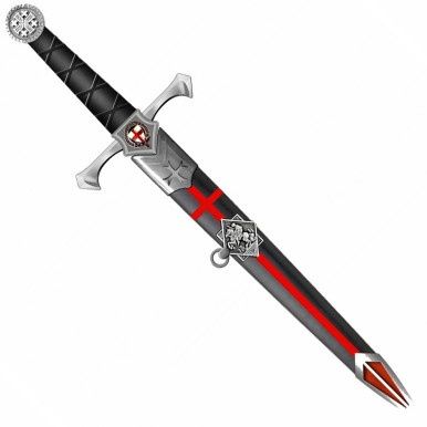 Tempelier dolk schede rode kruis  - 40 cm