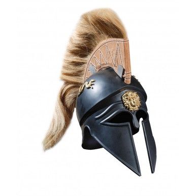Zwarte Korinthische Helm met Blonde Manen