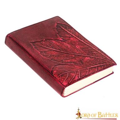 Fantasy Lederen Dagboek - Bladeren - Rood - Wit Papier