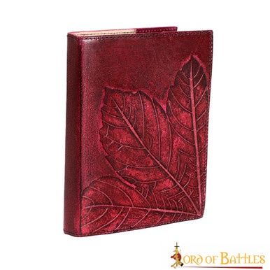 Fantasy Lederen Dagboek - Bladeren - Rood - Wit Papier