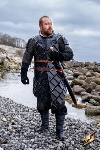 Leren Woodsman Brigandine Pantser - Zwart