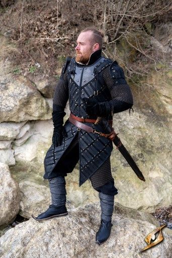 Suède Woodsman Brigandine Pantser - Zwart