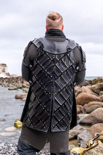 Leren Woodsman Brigandine Pantser - Zwart