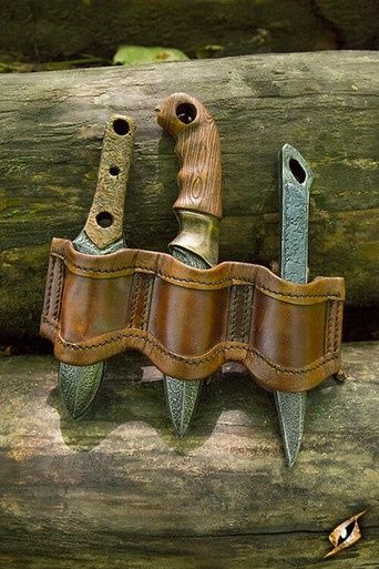 Rogue Messen Set met Leren Houder - Bruin