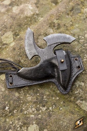 Zwarte Shuriken met Leren Houder - Zwart