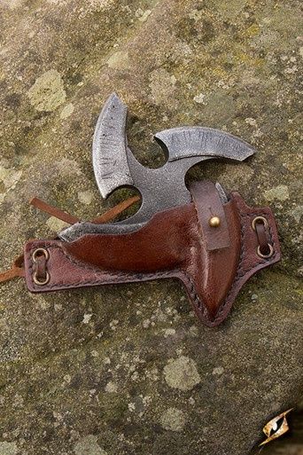 Zwarte Shuriken met Leren Houder - Bruin