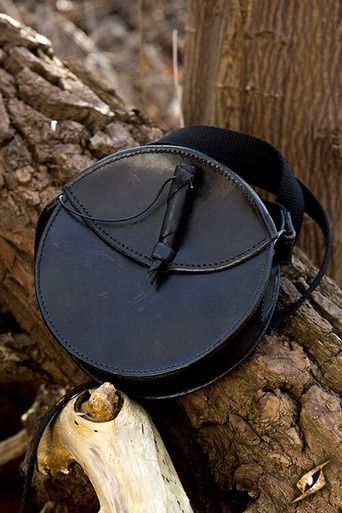Ronde Leren Tas - Zwart