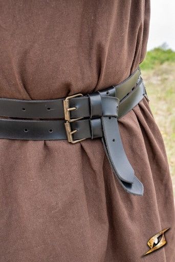 Dubbele Riem - Kunstleer Zwart - 120 cm