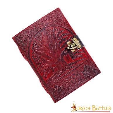 Levensboom Leren Dagboek met Antiek Messing Slot