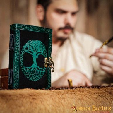 Levensboom Leren Dagboek met Antiek Messing Slot - Groen