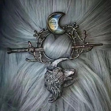 Woud Wolf Takken Haarspeld met Maan