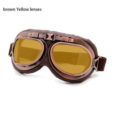 Vintage Steampunk Pilotenbril - Bruin/Geel