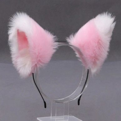 Kat/Vos Dieren Oren Diadeem - Roze/Wit