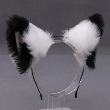 Kat/Vos Dieren Oren Diadeem - Wit/Zwart