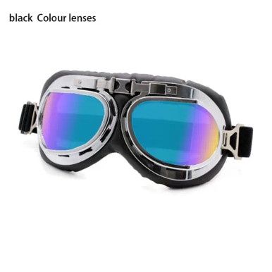 Vintage Steampunk Pilotenbril - Zwart/Regenboog