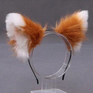 Kat/Vos Dieren Oren Diadeem - Bruin/Wit