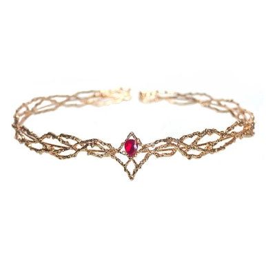 Elfen Koning Ailuin Ronde Kroon - Goud/Rood