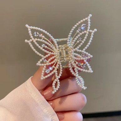 Vlinder Haarclip met Fijne Parels - Goud